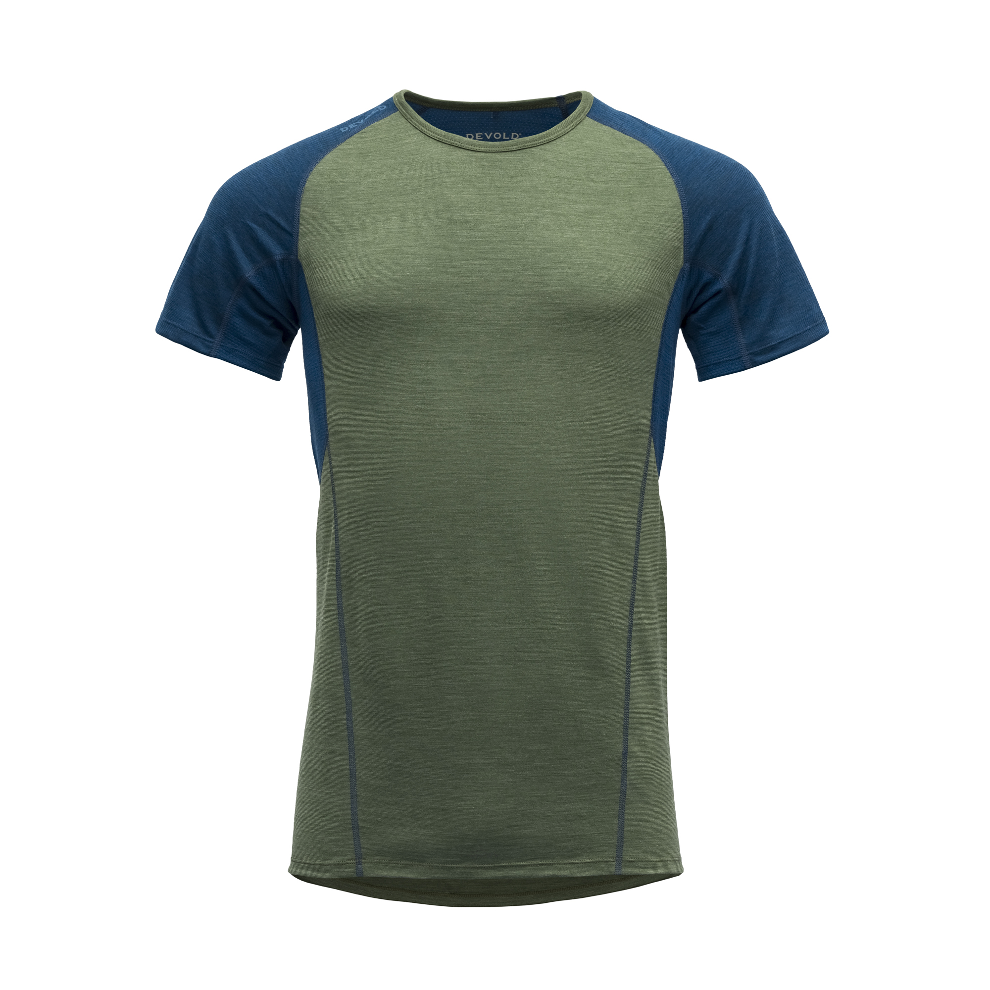 Devold Merino 130 tričko s krátkým rukávem - pánské - zelená/modrá Velikost: L
