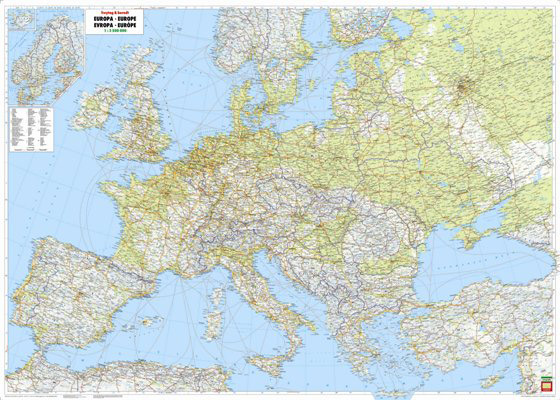 Freytag & Berndt nástěnná mapa Evropa fyzická, 1:2,6 mil., 169,5x121 cm