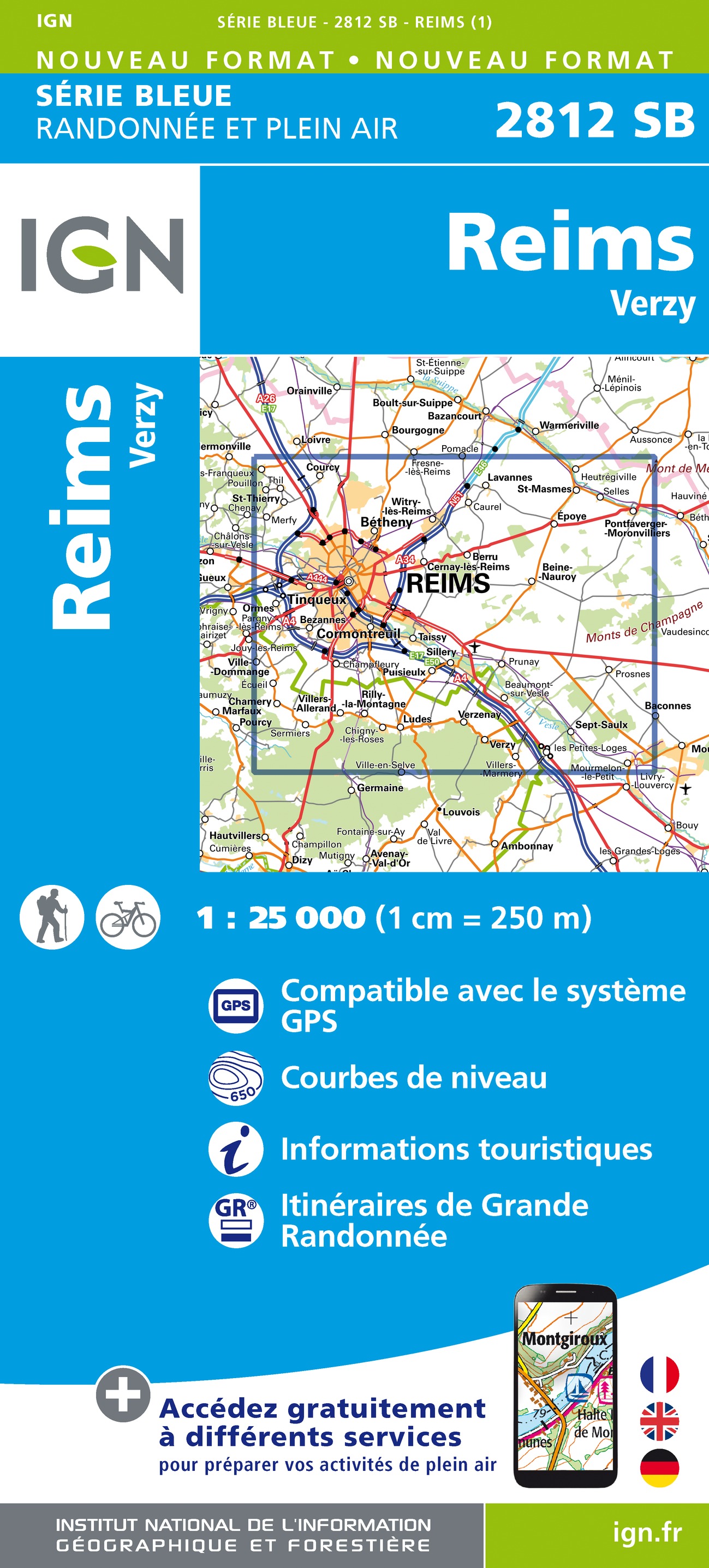 IGN mapa Reims / Verzy 1:25 t.