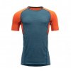 Devold Merino 130 tričko s krátkým rukávem - pánské - modrá/oranžová