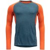 Devold Merino 130 tričko s dlouhým rukávem - pánské - oranžová/modrá