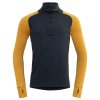 Devold Merino 235 EXPEDITION tričko se zipem dlouhý rukáv - pánské - zelená/žlutá (Velikost L)