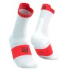Compressport ponožky Pro Racing Run - bílá/neonově červená (Velikost M)