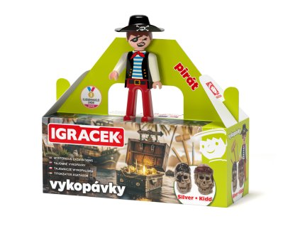 Igráček Pirát - figurka s vykopávkami lebek Silvera a Kidda
