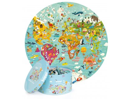 boppi Round Puzzle World Map and Box