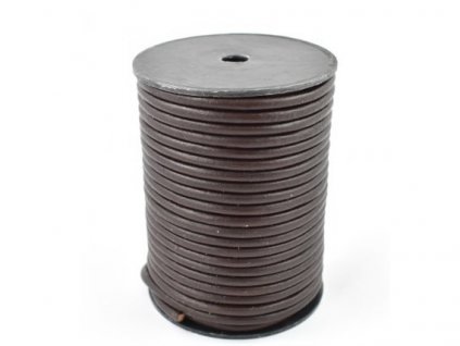 Leather stripe round brown 4 mm