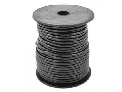 Leather stripe round black 3 mm