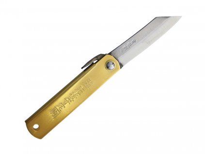 Higonokami Aogami Brass 75BS pocket knife