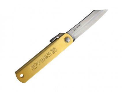 Higonokami Aogami Brass 75RS pocket knife
