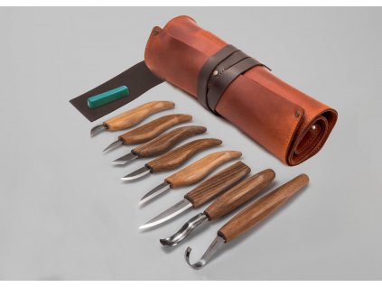 BeaverCraft S18X Deluxe Wood Carving Set in leather roll