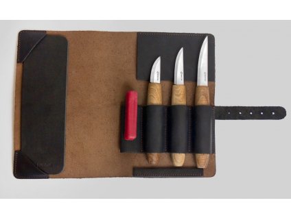 BeaverCraft S19X Deluxe Wood Carving Knife Set in leather roll