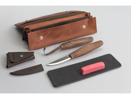 BeaverCraft S01X Spoon carving set, leather case