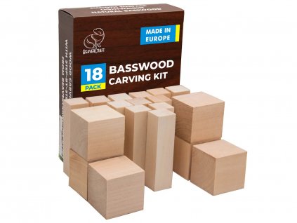 BeaverCraft BW12 Wood Carving Blocks set 18pcs. Basswood