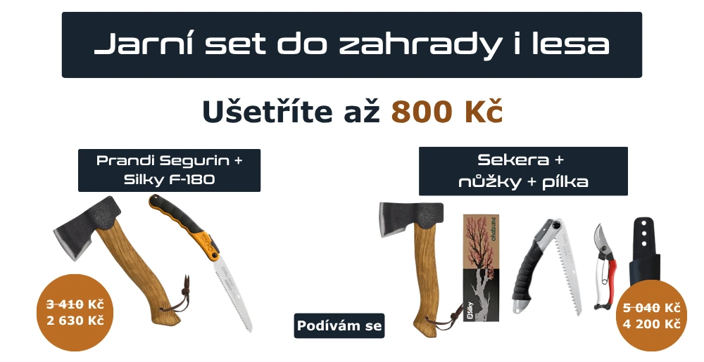 Jarny set - sekera noznice pilka na drevo