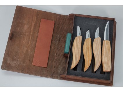 Sada řezbářských nožů BeaverCraft S07 Book Basic Set 4 nože dárkové balení