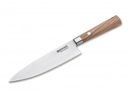 Kuchyňský nůž Böker Damascus Olive Small kuchařský 15,7 cm
