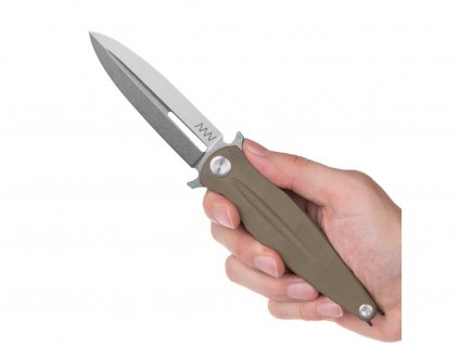 Nůž ANV Z400 BB - Sleipner Stonewash, G10 Olive