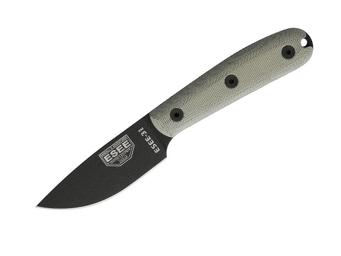 ESEE 3 HMK Traditional Handle 1095 Green Canvas Micarta, Kydex Sheath