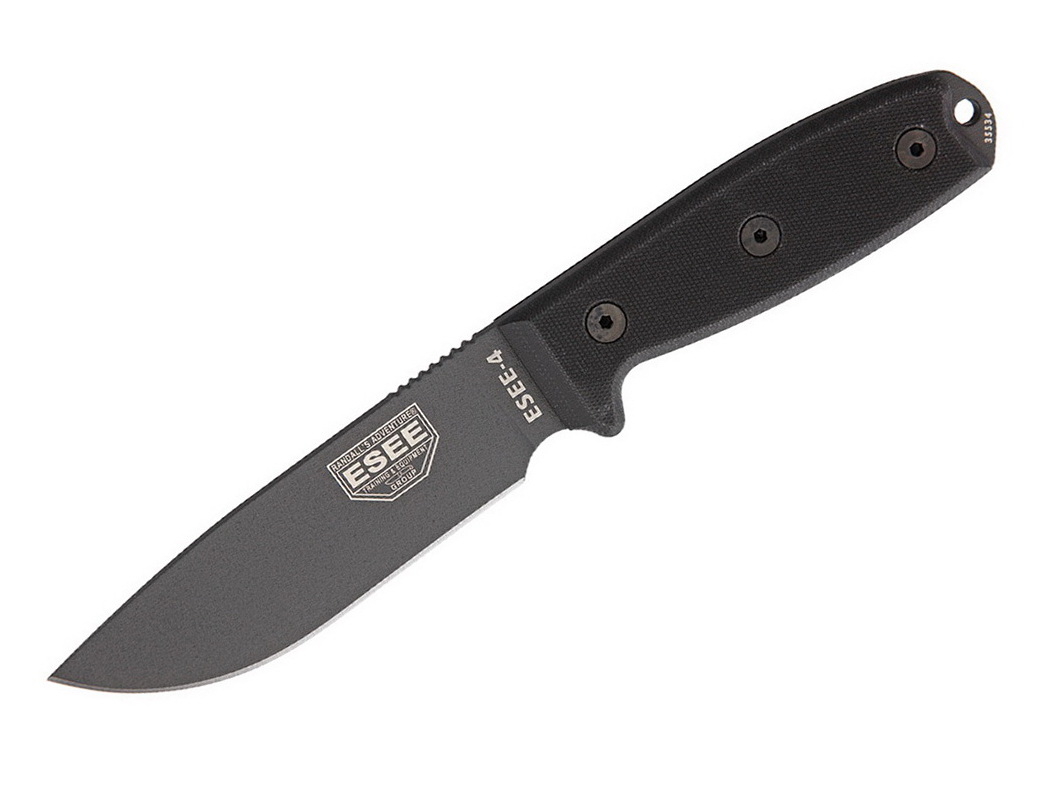 ESEE 4 PTGB Gunsmoke 1095 Black G10, Black Sheath