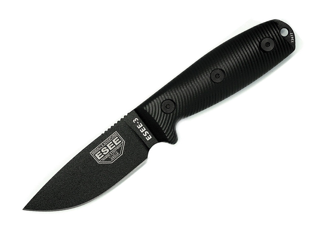 ESEE 3 3PMB-001 1095 Black G10 3D Handle, Black Sheath