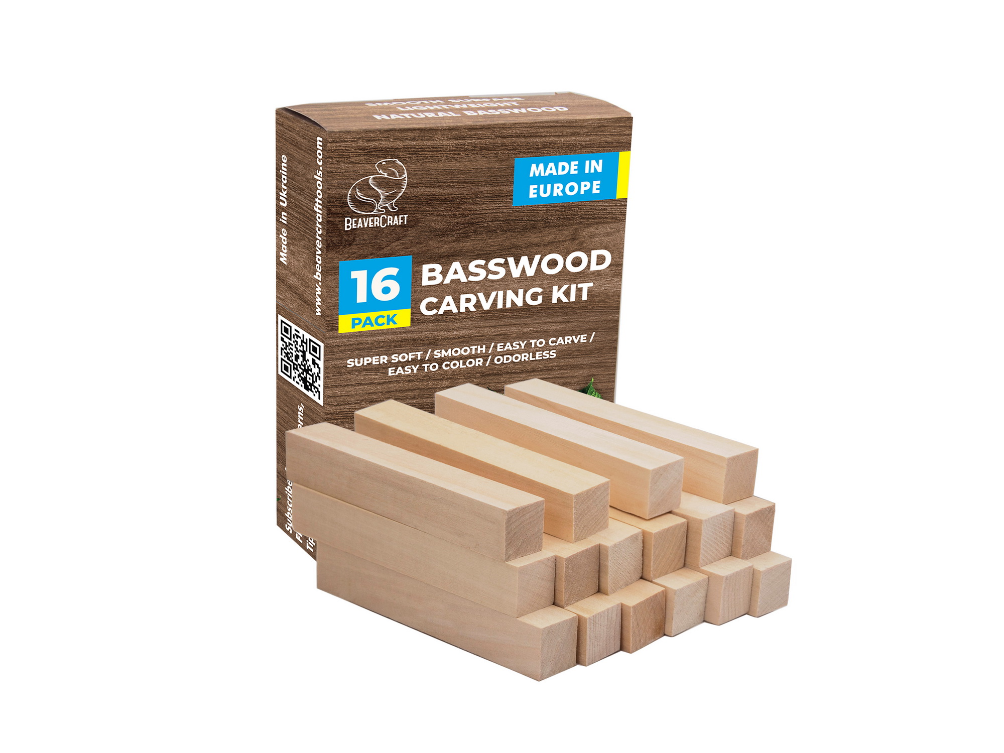 Levně Dřevěné bloky BeaverCraft BW16, 16ks - lipové dřevo