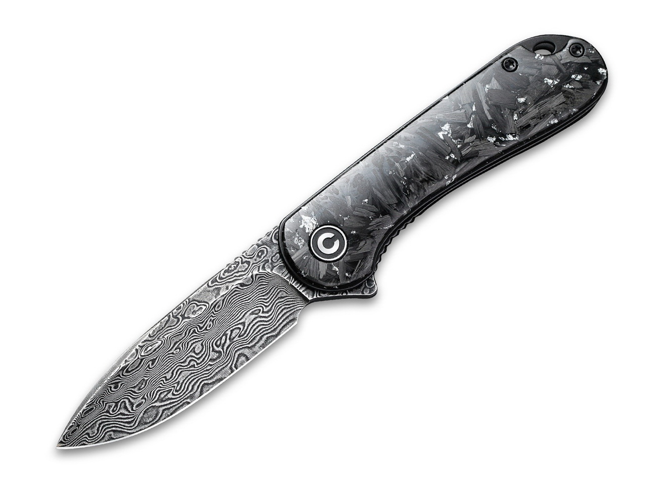 Civivi Elementum C907C-DS2 Silvery Shred Carbon Fiber Damascus