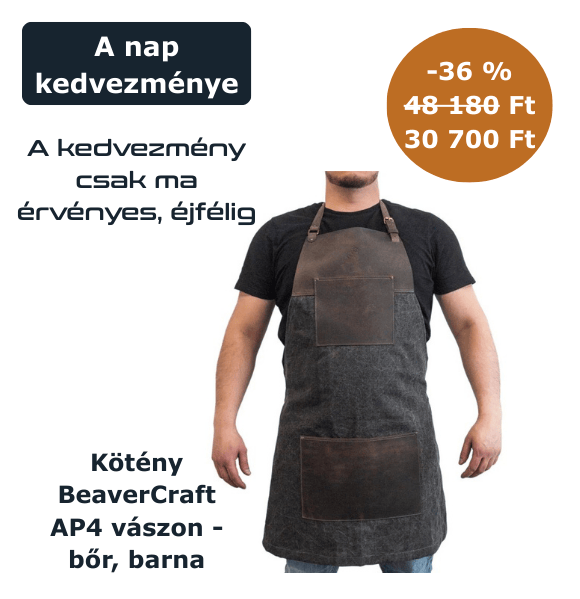 Kötény BeaverCraft AP4 vászon - bőr, barna