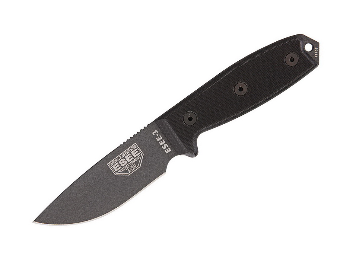 ESEE 3 Tactical 1095 Black G10, Black Sheath