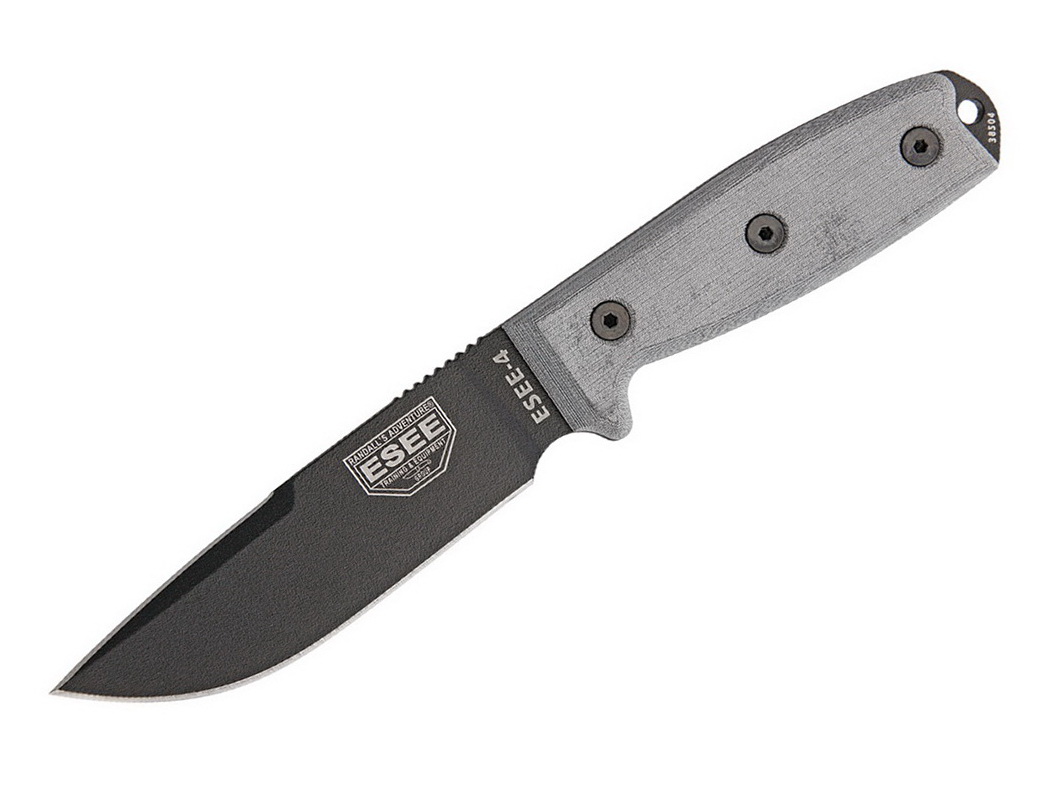 ESEE 4 Tactical 1095 Black Micarta, Black Sheath, MOLLE Back