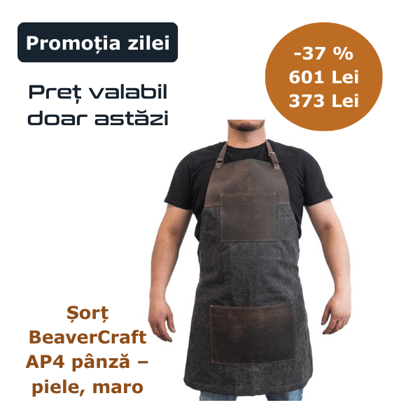 Șorț BeaverCraft AP4 pânză – piele, maro