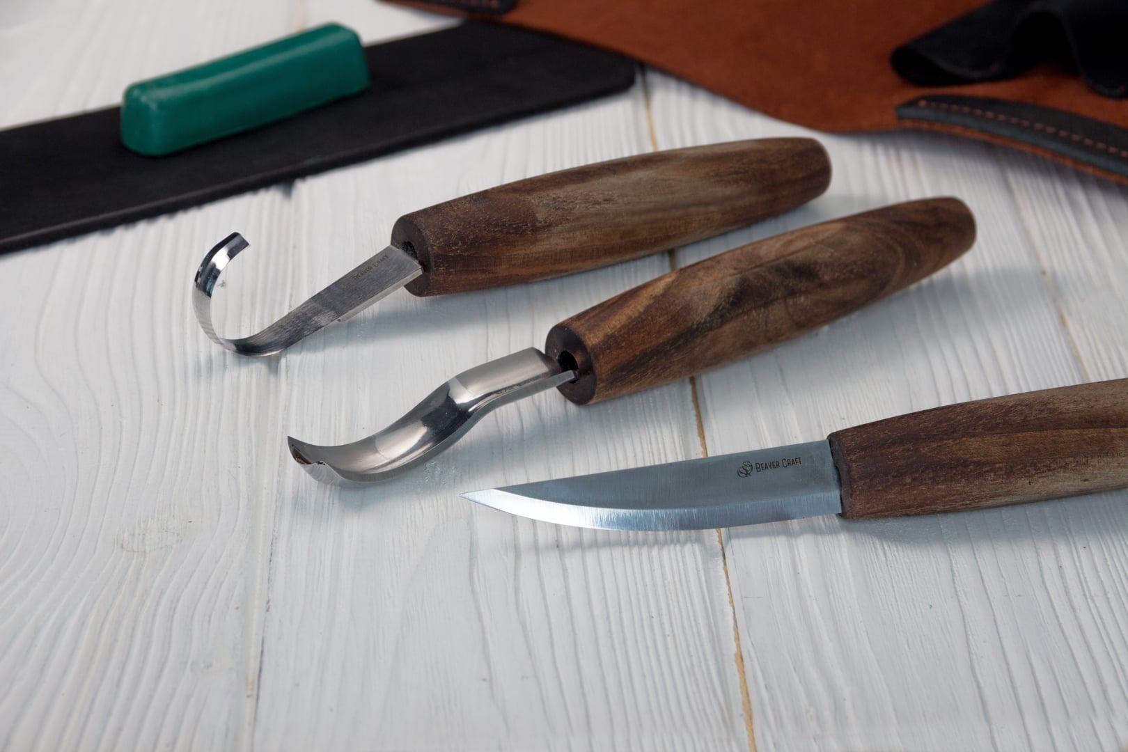 BeaverCraft Spoon Carving Set S14X Deluxe 3 nože darčekové balenie