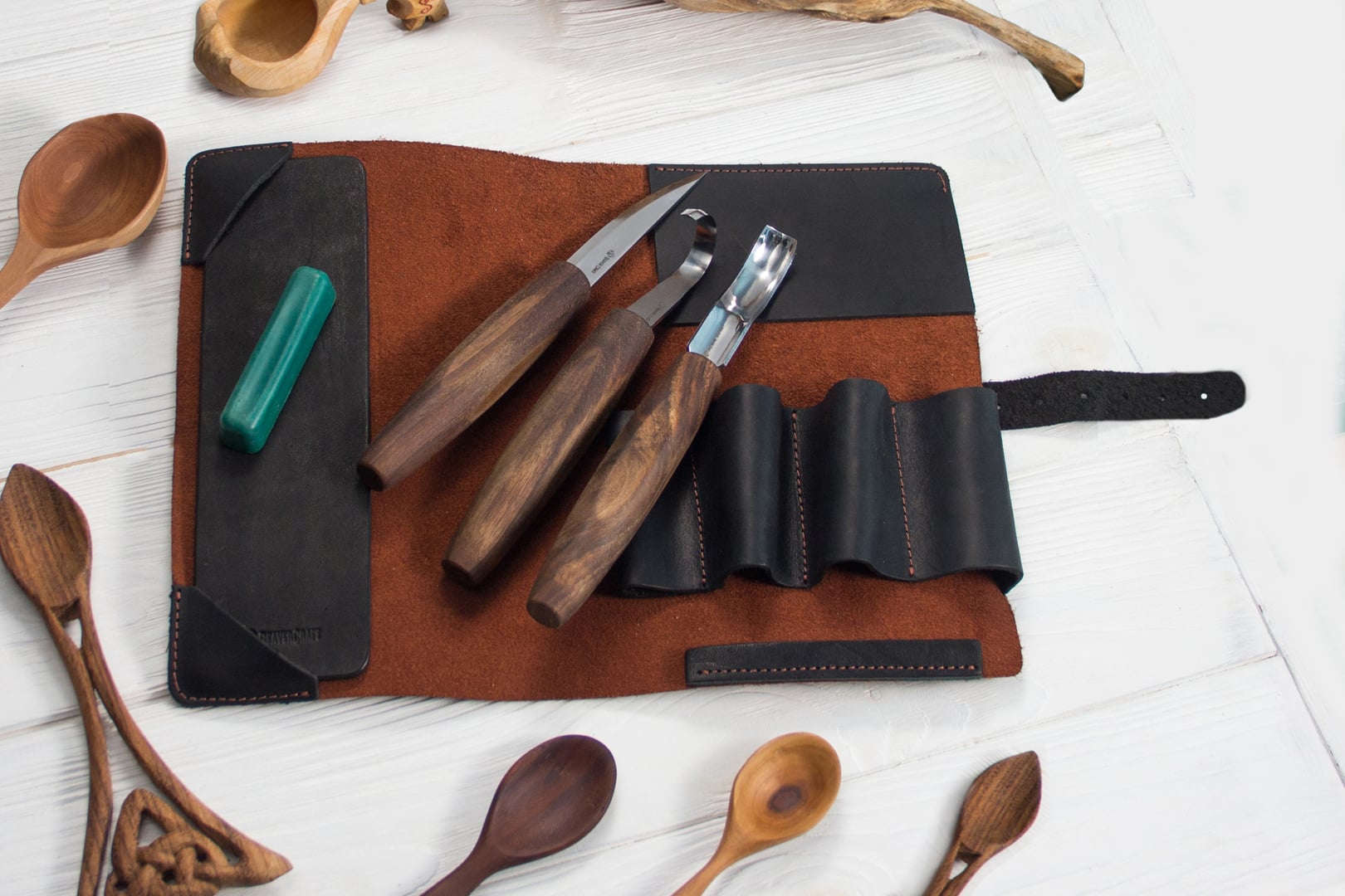 BeaverCraft Spoon Carving Set S14X Deluxe 3 nože darčekové balenie