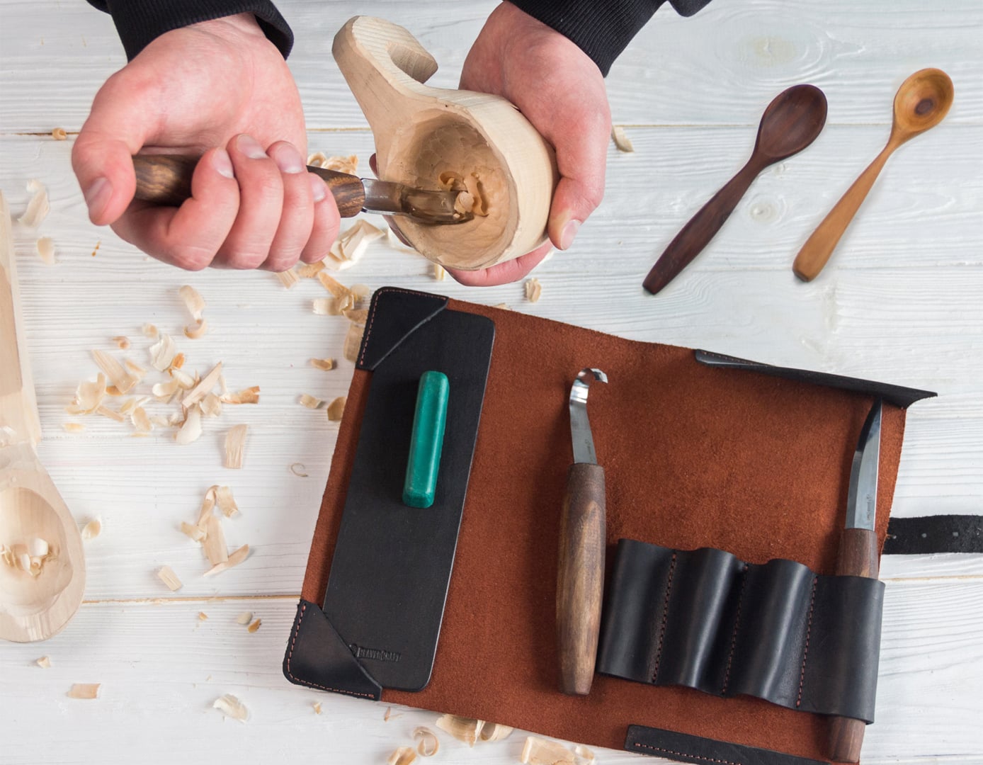 BeaverCraft Spoon Carving Set S14X Deluxe 3 nože darčekové balenie