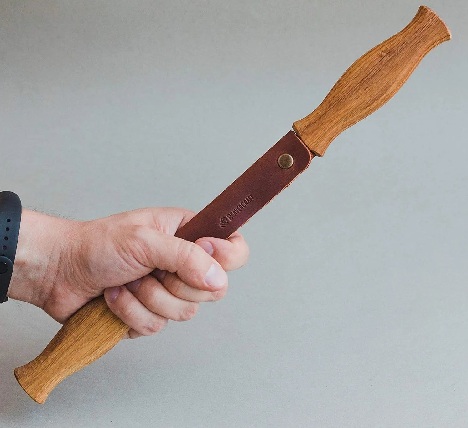 BeaverCraft DK1S, 3mm - obojručný, dubová rukoväť, kožené púzdro