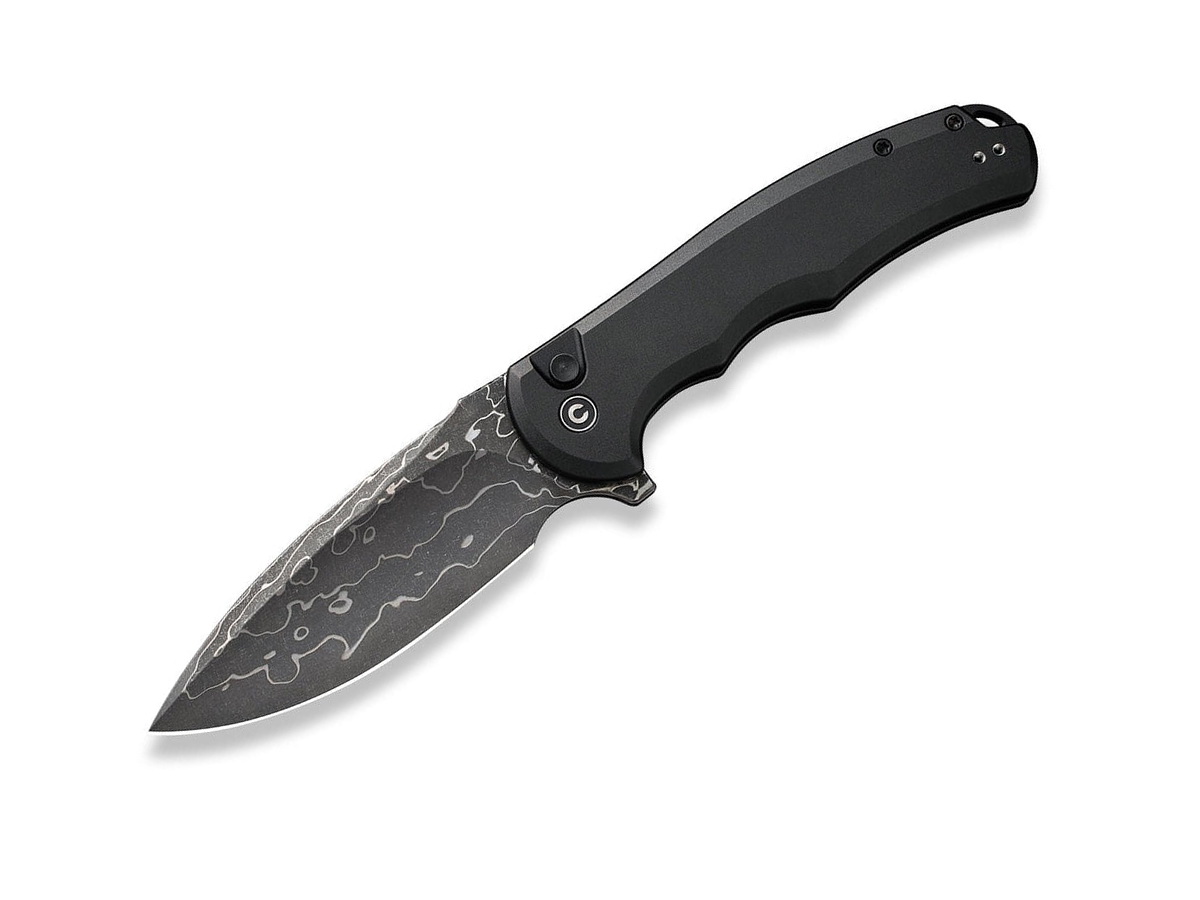 Civivi Button Lock Praxis Damascus Black Aluminum C180026E-DS1