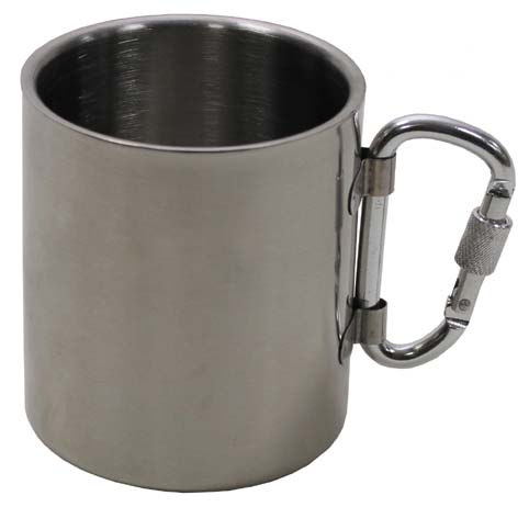 Hrnček nerezový MFH 33374 s karabínkou - 300 ml