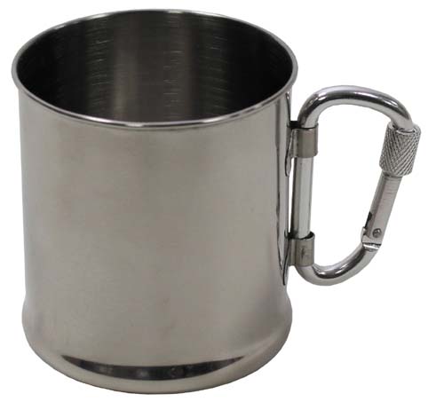 Hrnček nerezový MFH 33382 s karabínkou - 220 ml