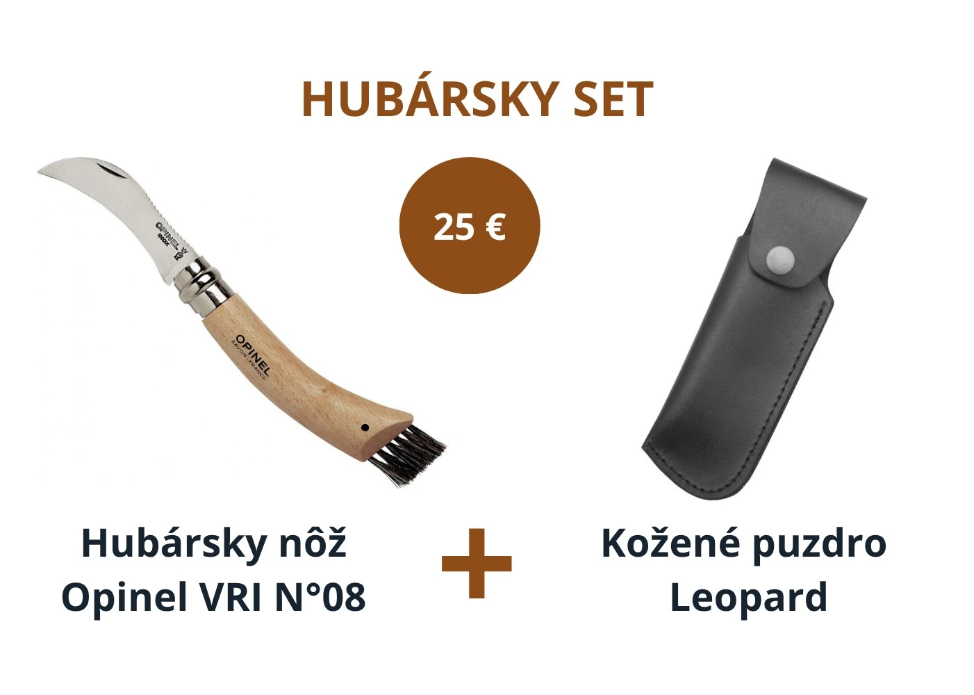 Sada hubársky nôž Opinel VRI N°08 + puzdro Leopard