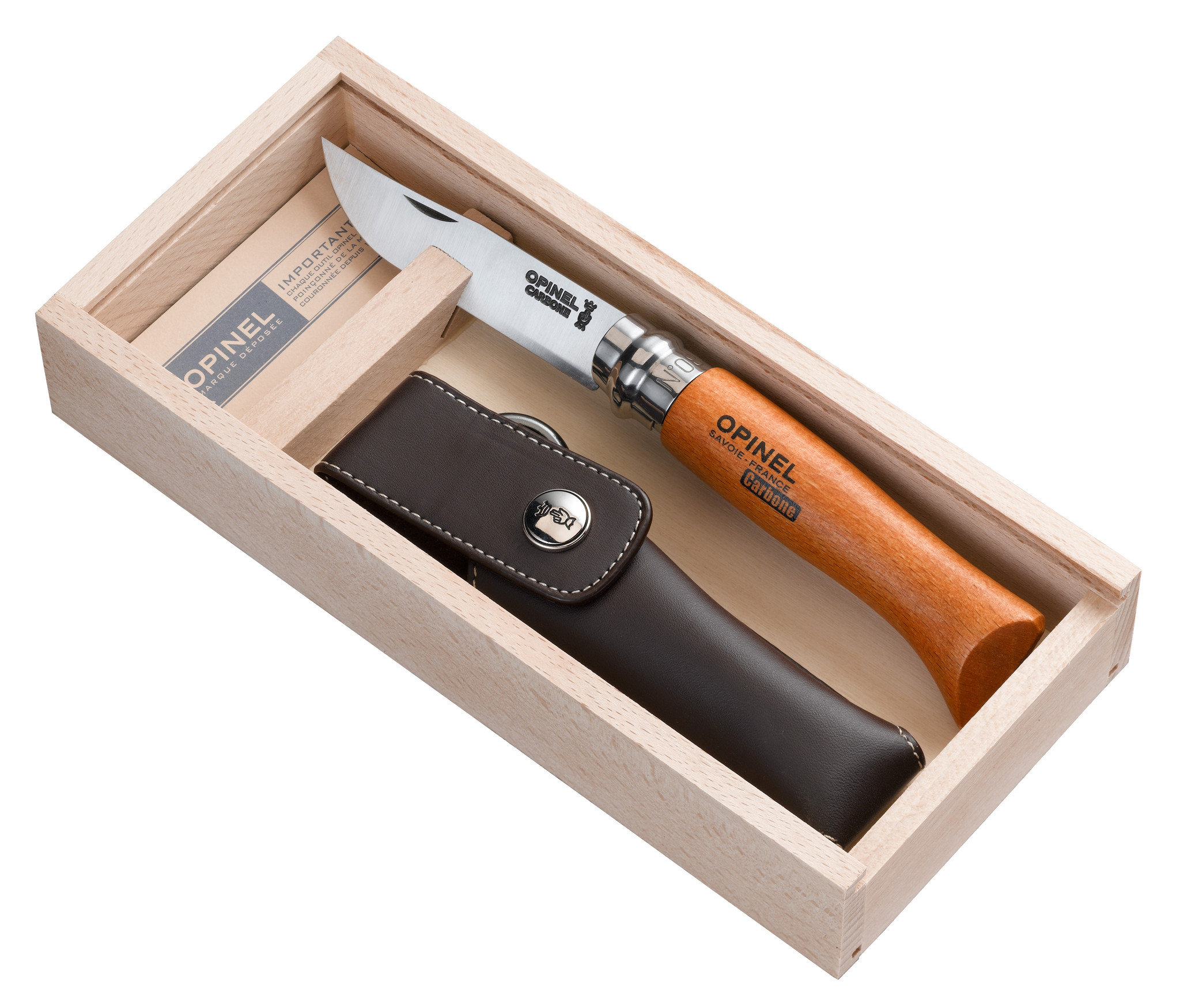 Opinel VRN N°08 Carbon + puzdro, drevená krabička