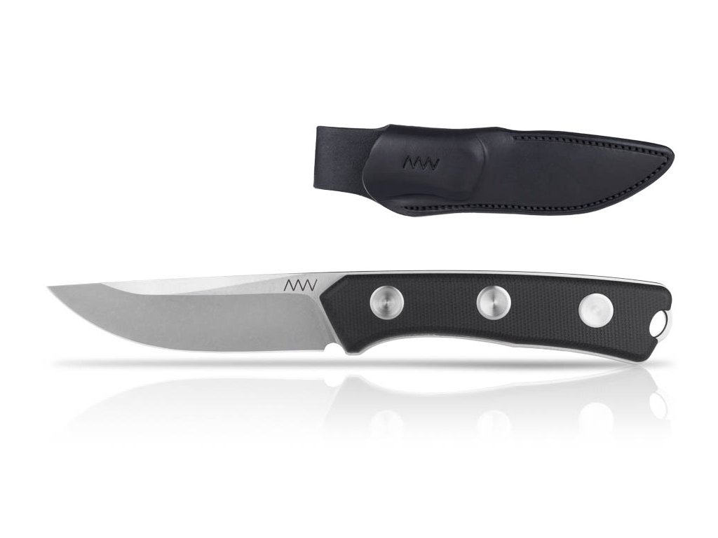ANV P200 - Stonewash, Leather Sheath, Black G10