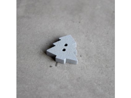 Dřevěný dekorační knoflík - stromek - šedý