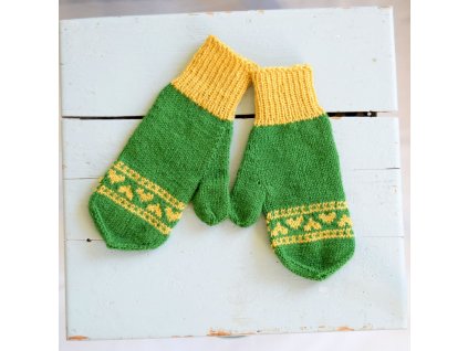 Dámské rukavice - tmavě zelená/žlutá