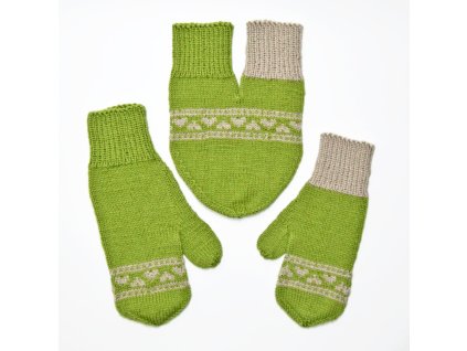 partnerské rukavice hearts světle zelená béžová