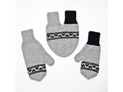 partnerské rukavice hearts světle šedá černá