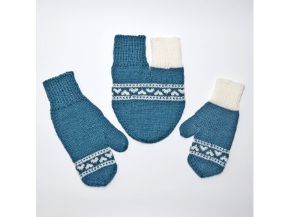 partnerské rukavice hearts šedomodrá bílá