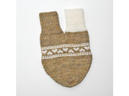 partnerská rukavice hearts šedobéžová bílá