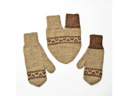 partnerské rukavice hearts šedobéžová světle hnědá