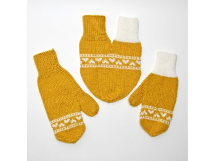 partnerské rukavice hearts žlutá bílá