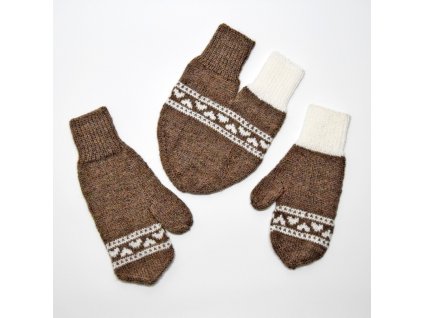 partnerské rukavice hearts světle hnědá bílá