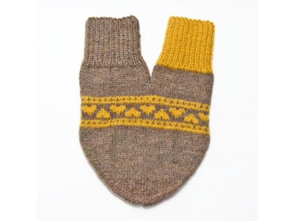 partnerská rukavice hearts světle hnědá žlutá